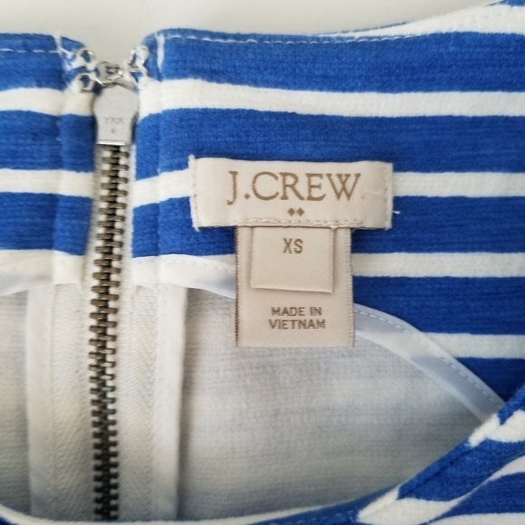J Crew Blue/White Striped Pleated Ponte Mini Dress with Pockets Size XS - Picture 4 of 13